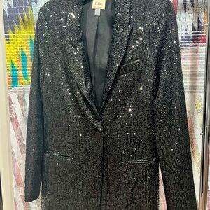 Elie Tahari Black Sequin Jacket